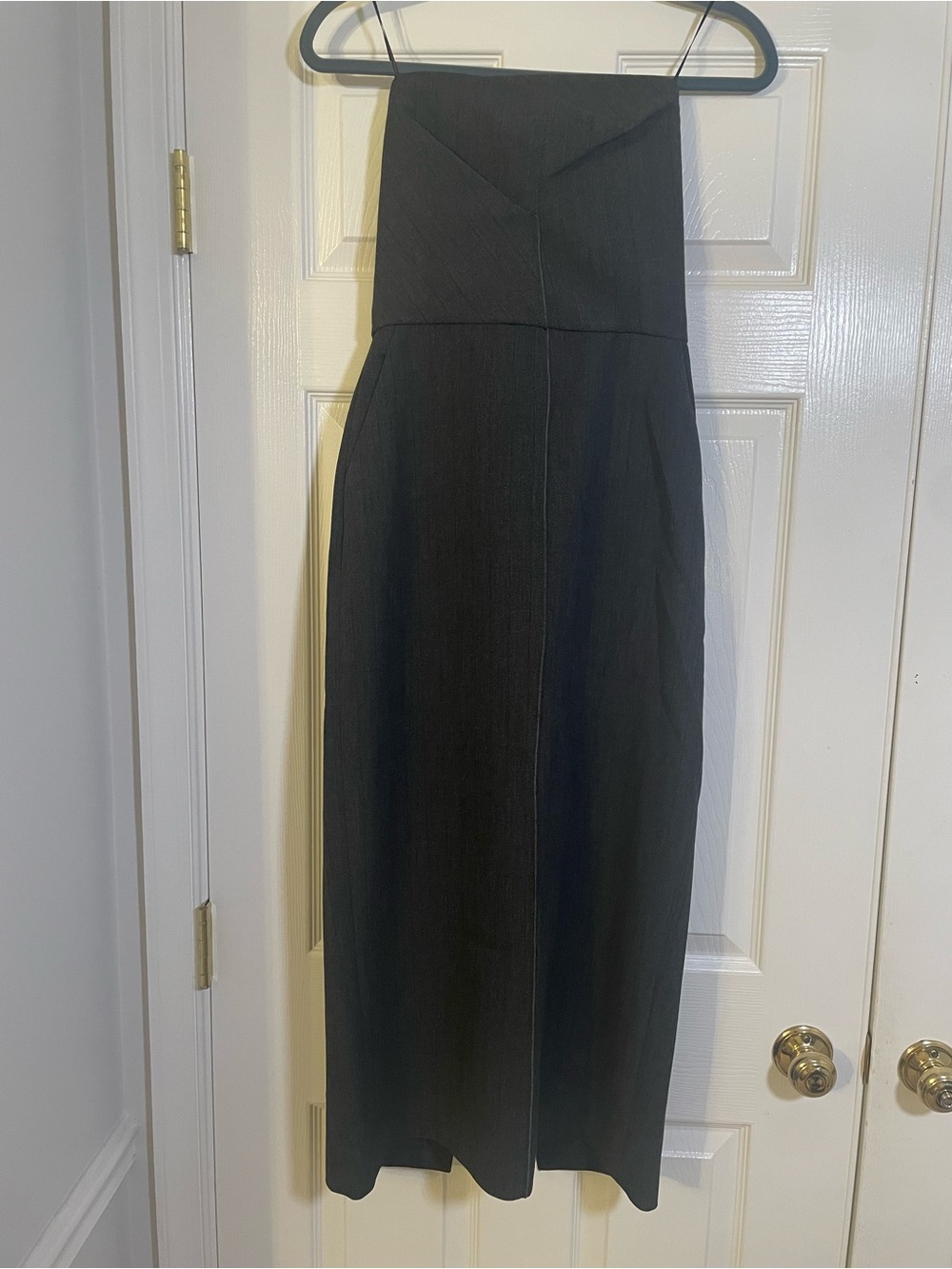 NWT Zara Strapless Structured Midi Dress - Size M (fits2-4) Charcoal Grey
